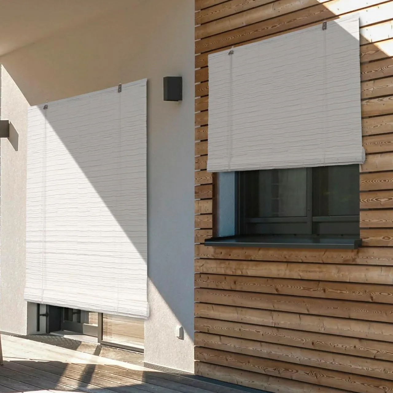 LUANCE Store enrouleur extérieur effet rotin (200 x 200 cm) Tanoa Blanc Discount
