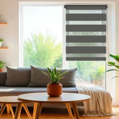 LUANCE Store enrouleur Jour/Nuit (45 x 180 cm) Gris Anthracite Outlet