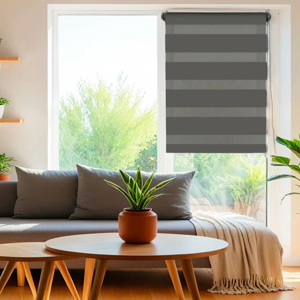 LUANCE Store enrouleur Jour / Nuit (45 x 250 cm) Gris Anthracite Hot