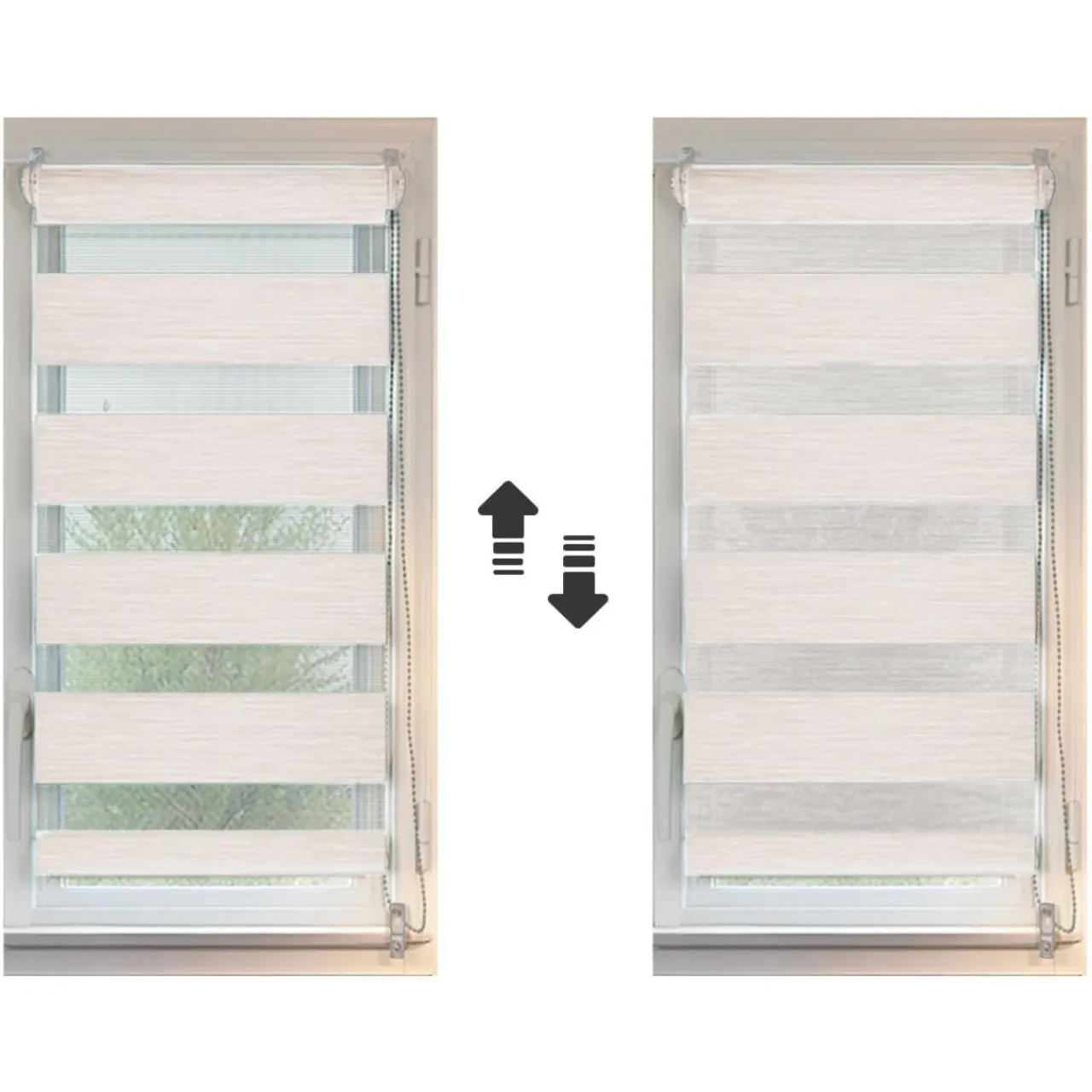 LUANCE Store enrouleur Jour / Nuit (75 x 180 cm) Beige chiné New