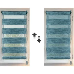 LUANCE Store enrouleur Jour / Nuit (60 x 180 cm) chiné Bleu Discount