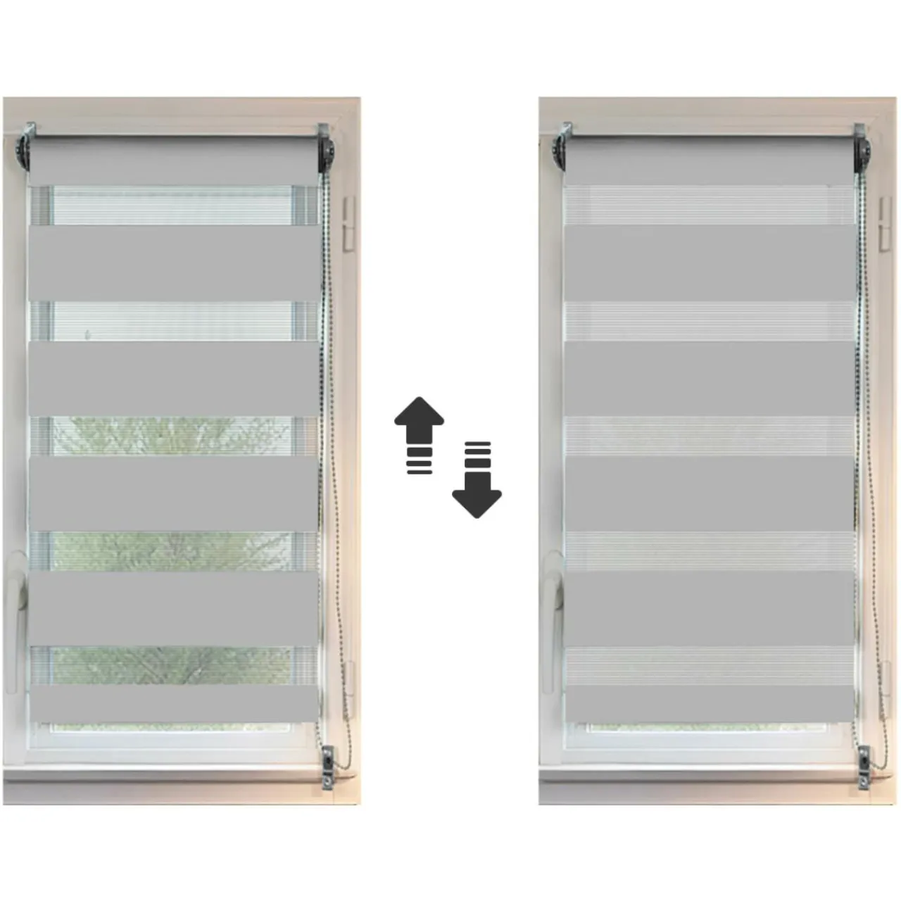 LUANCE Store enrouleur Jour / Nuit (45 x 180 cm) Gris clair Discount