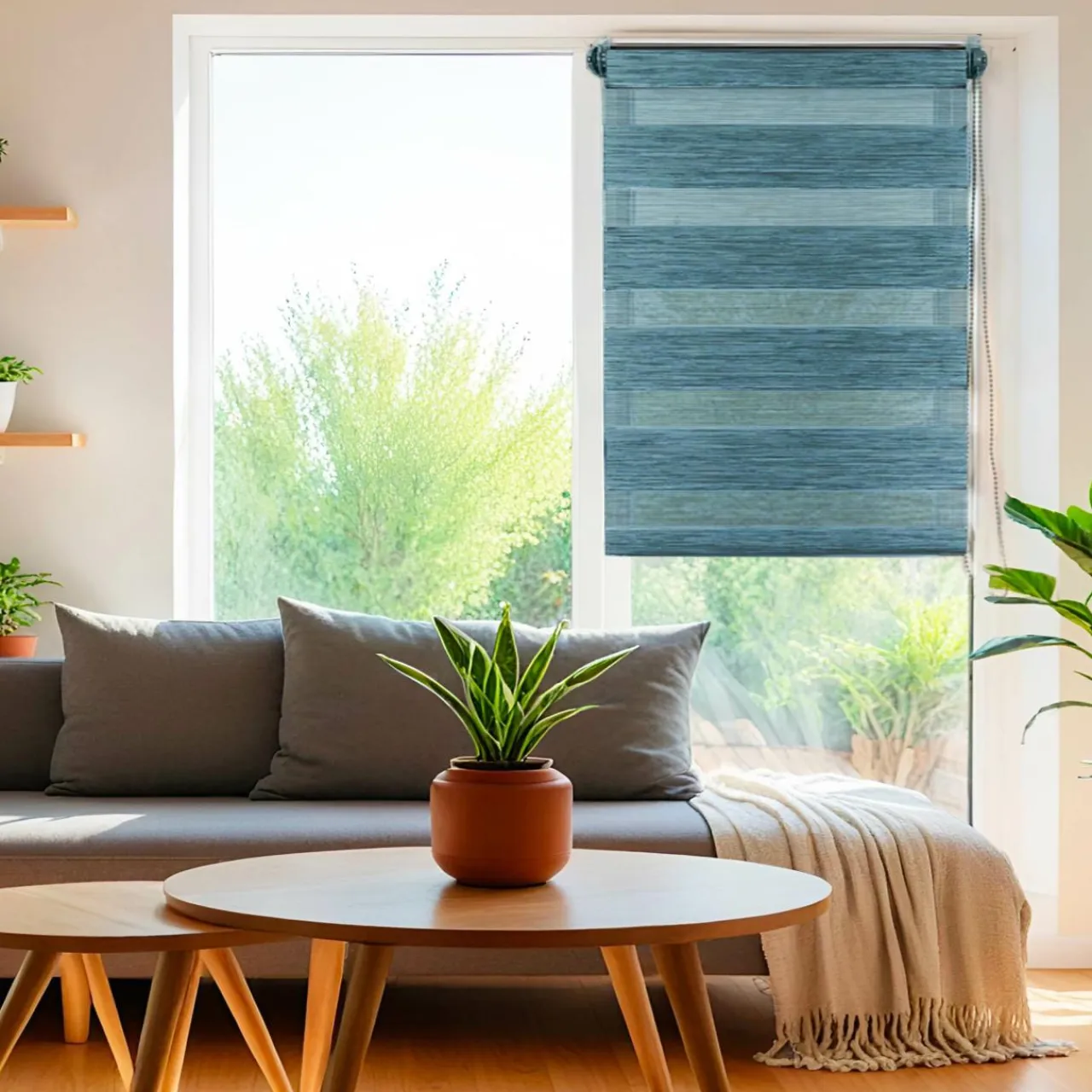 LUANCE Store enrouleur Jour / Nuit (75 x 180 cm) Bleu Online