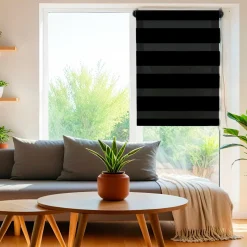 LUANCE Store enrouleur Jour / Nuit (60 x 180 cm) Noir Hot