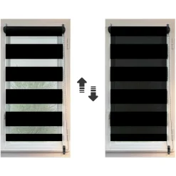 LUANCE Store enrouleur Jour / Nuit (60 x 180 cm) Noir Hot