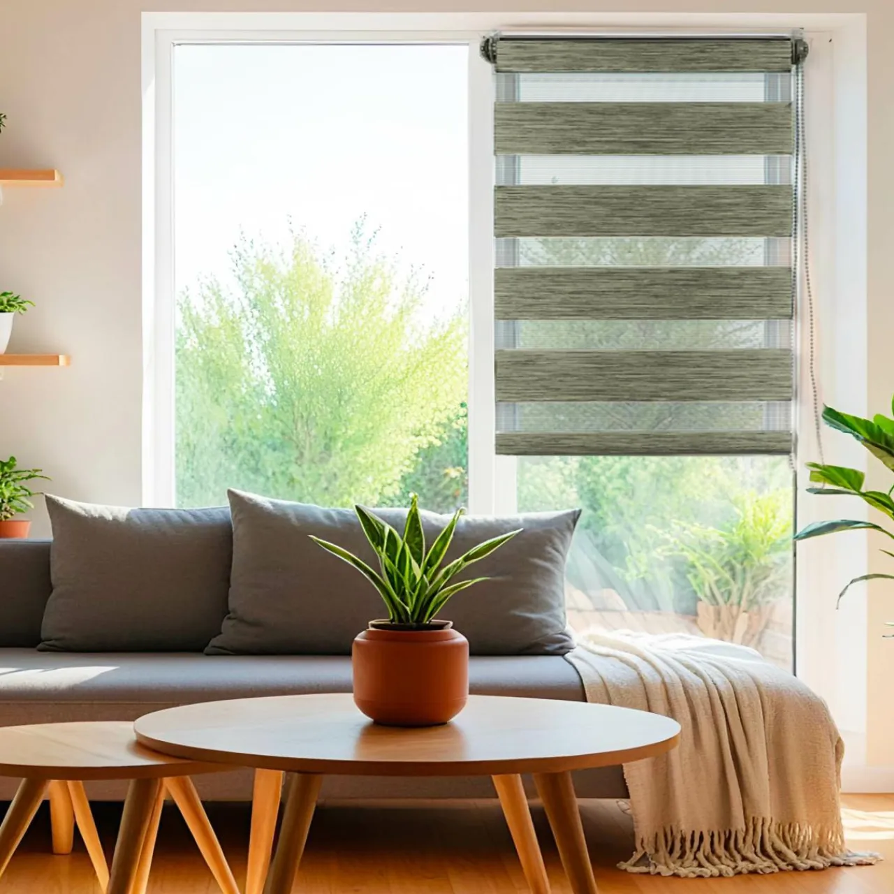 LUANCE Store enrouleur Jour / Nuit (75 x 180 cm) chiné Vert Online