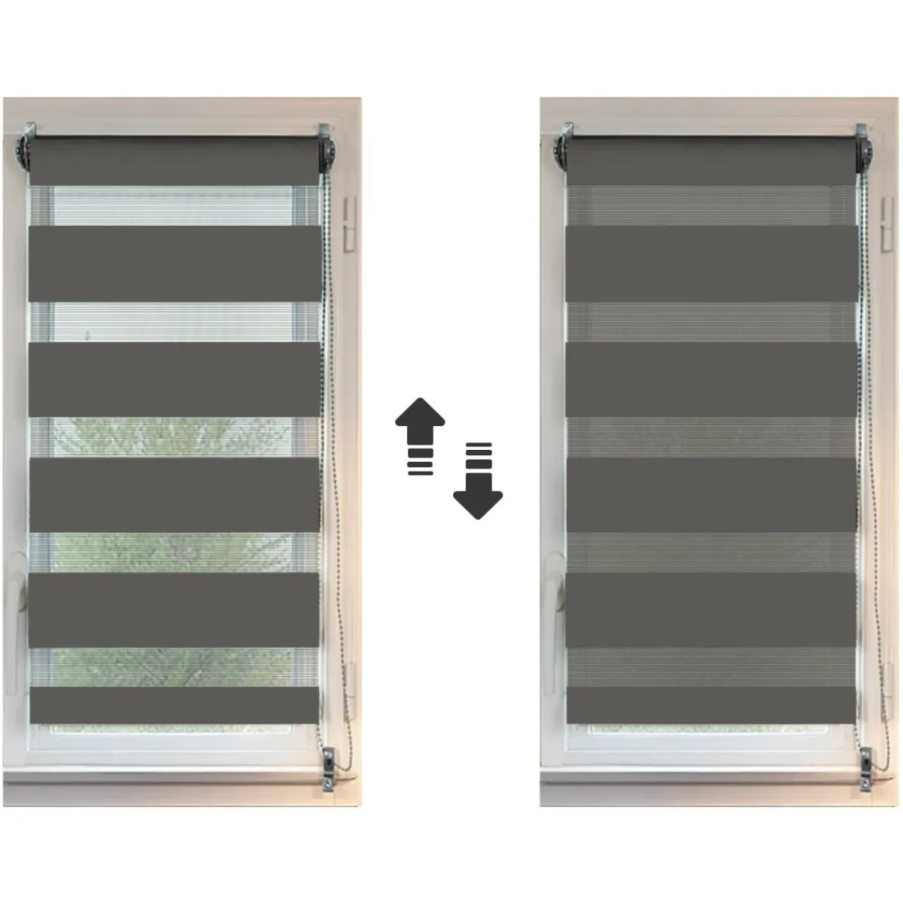 LUANCE Store enrouleur Jour/Nuit (90 x 180 cm) Gris Anthracite Discount