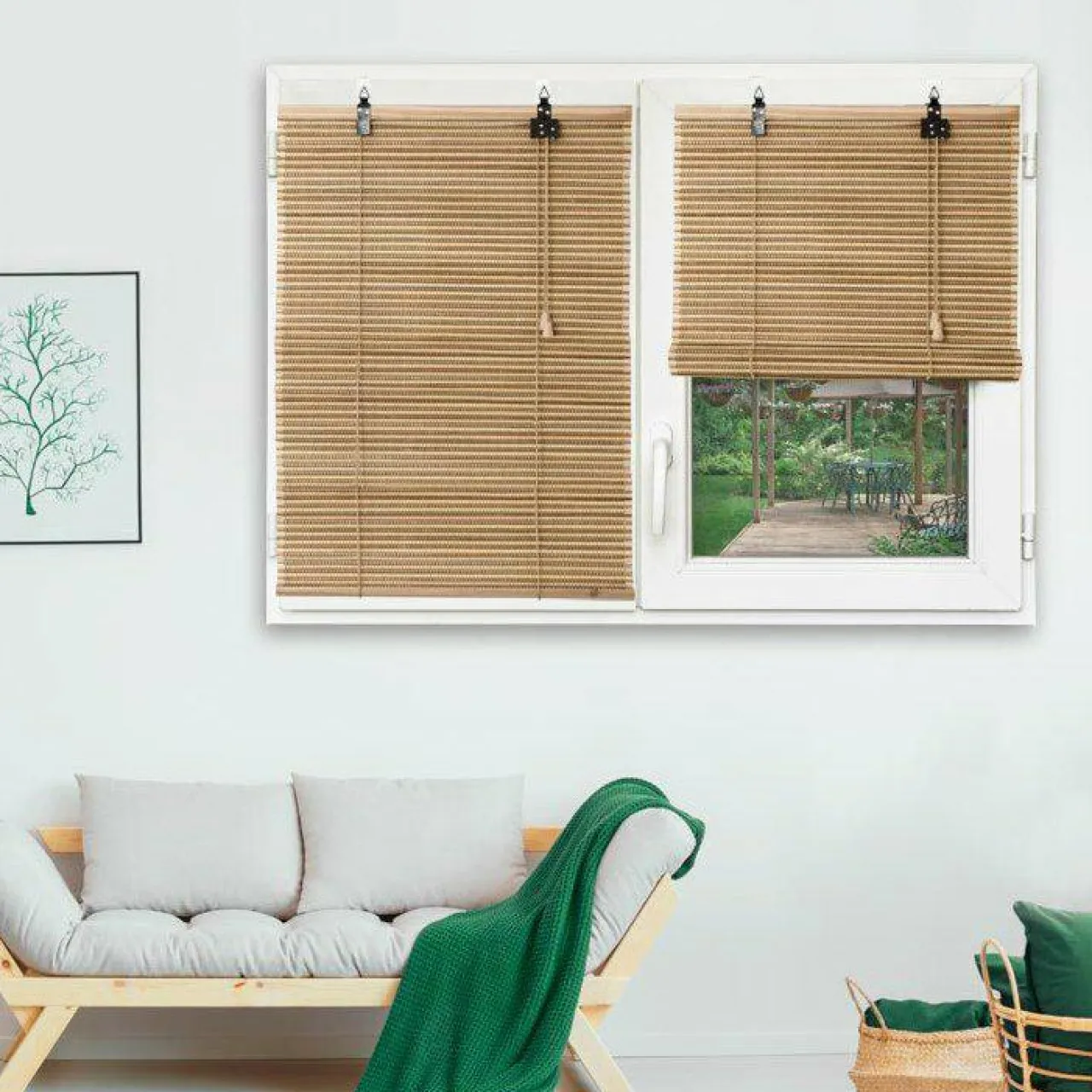 LUANCE Store enrouleur à lattes (90 x 180 cm) Bambou Beige Clearance