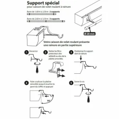 LUANCE Support à tringle pour caisson de volet roulant (L135 / D28 mm) satiné Blanc Outlet