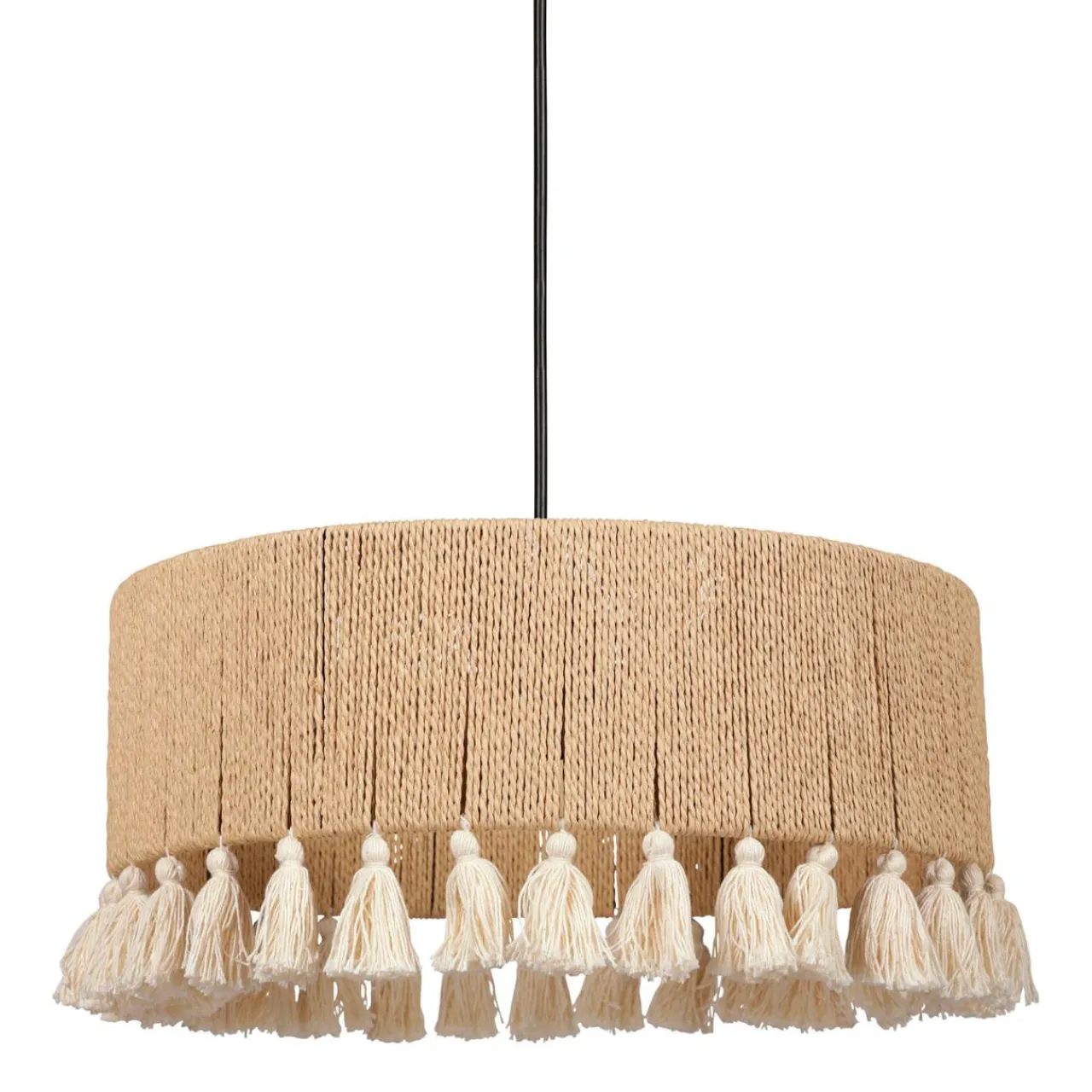 OSTARIA Suspension cercle à pompons et corde (D35 cm) Airo Naturel Outlet