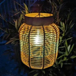#N/A Suspension de jardin solaire résine tressée LED (D20 cm) Toscane Vert Best