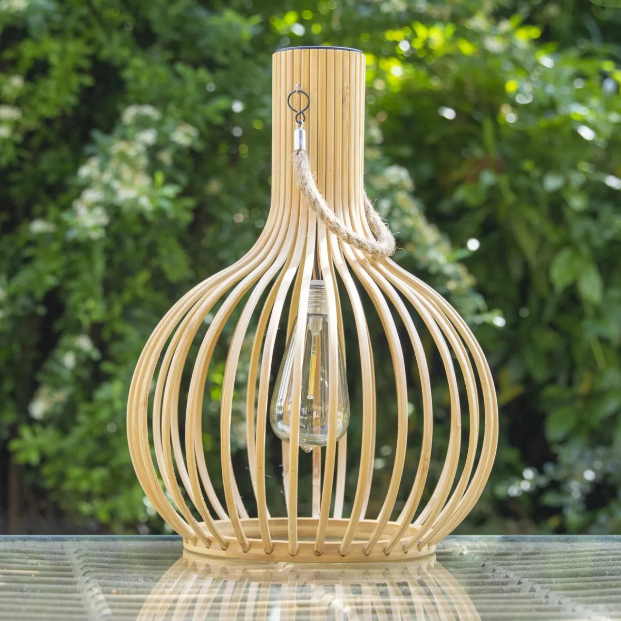 #N/A Suspension de jardin solaire LED (H40 cm) Bambou naturel Beige Online