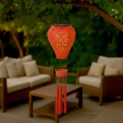 KAEMINGK Suspension de jardin solaire LED (H56 cm) Montgolfière Rouge Sale