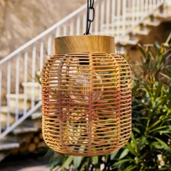 #N/A Suspension de jardin solaire résine tressée LED (D20 cm) Toscane Terracotta Orange Sale