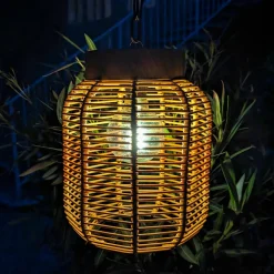 #N/A Suspension de jardin solaire résine tressée LED (D20 cm) Toscane Terracotta Orange Sale