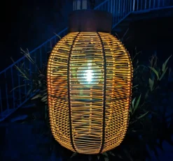 #N/A Suspension de jardin solaire résine tressée LED (D27 cm) Toscane Terracotta Orange