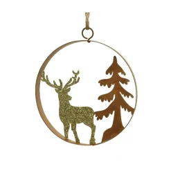 KAEMINGK Suspension de Noël (D12 cm) Caribou des fêts pailleté Or Hot