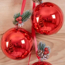 FEERIC LIGHTS Suspension de Noël déco (H22 cm) Boules Luxe Rouge Outlet