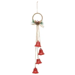 JJA Suspension de Noël déco (H55 cm) Clochettes en métal Rouge New