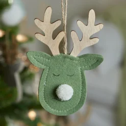KAEMINGK Suspension de Noël en bois (H15 cm) Cerf majesté des bois Vert Hot