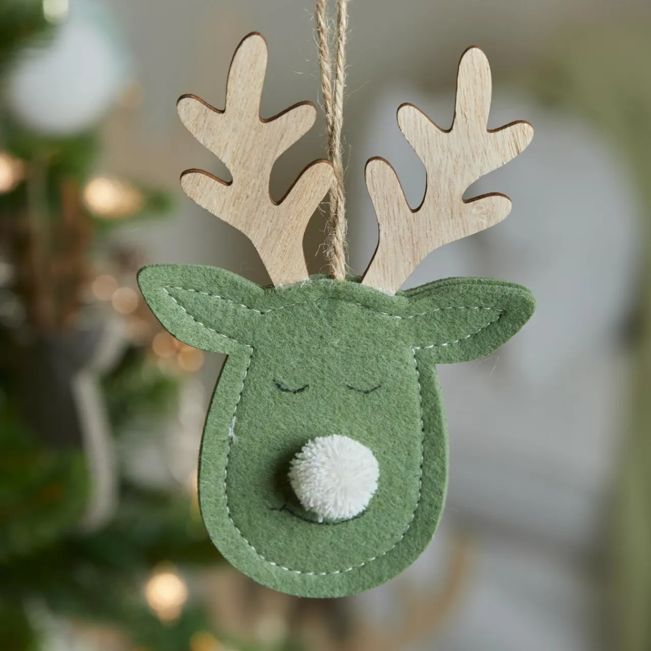 KAEMINGK Suspension de Noël en bois (H15 cm) Cerf majesté des bois Vert Hot