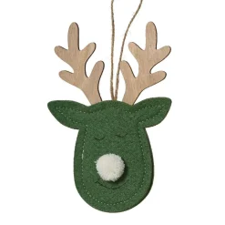 KAEMINGK Suspension de Noël en bois (H15 cm) Cerf majesté des bois Vert Hot