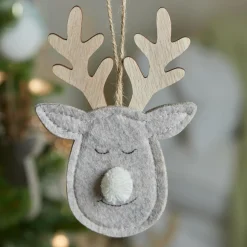 KAEMINGK Suspension de Noël en bois (H15 cm) Cerf majesté des bois Gris Clearance