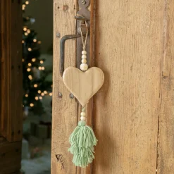 KAEMINGK Suspension de Noël en bois (H25 cm) Coeur en bois matcha Vert New