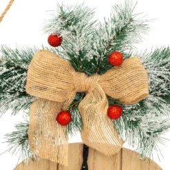JJA Suspension de Noël en bois (H50 cm) Luge et patins à glace Naturel Clearance