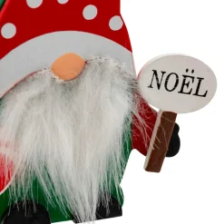 JJA Suspension de Noël en bois (H11 cm) Lutin longue barbe Blanche Multicolore