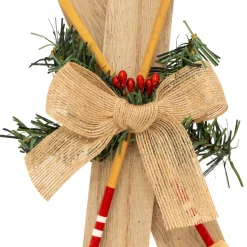 JJA Suspension de Noël en bois (H45 cm) Paire de ski Naturel Hot