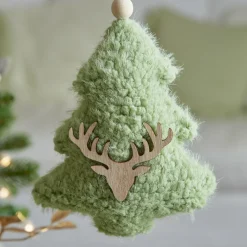 KAEMINGK Suspension de Noël en bois (H15 cm) Sapin fourrure Vert menthe
