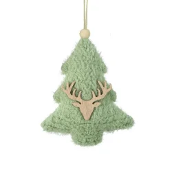 KAEMINGK Suspension de Noël en bois (H15 cm) Sapin fourrure Vert menthe