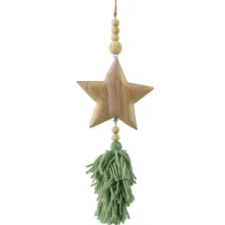 KAEMINGK Suspension de Noël en bois (H25 cm) Étoile en bois Vert New