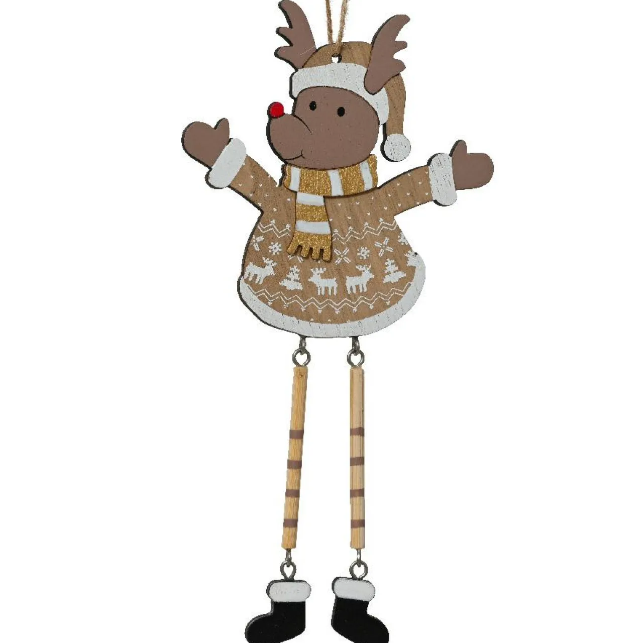 KAEMINGK Suspension de Noël en feutrine et bois (H20 cm) Renne Arsène Marron Clearance