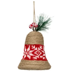 FEERIC LIGHTS Suspension de Noël en jute (H9 cm) Cloche du village Rouge Online