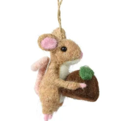 KAEMINGK Suspension de Noël en laine (H9 cm) Souriceau Naturel New