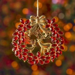 KAEMINGK Suspension de Noël en métal (D9 cm) Couronne et strass et doré Rouge Sale