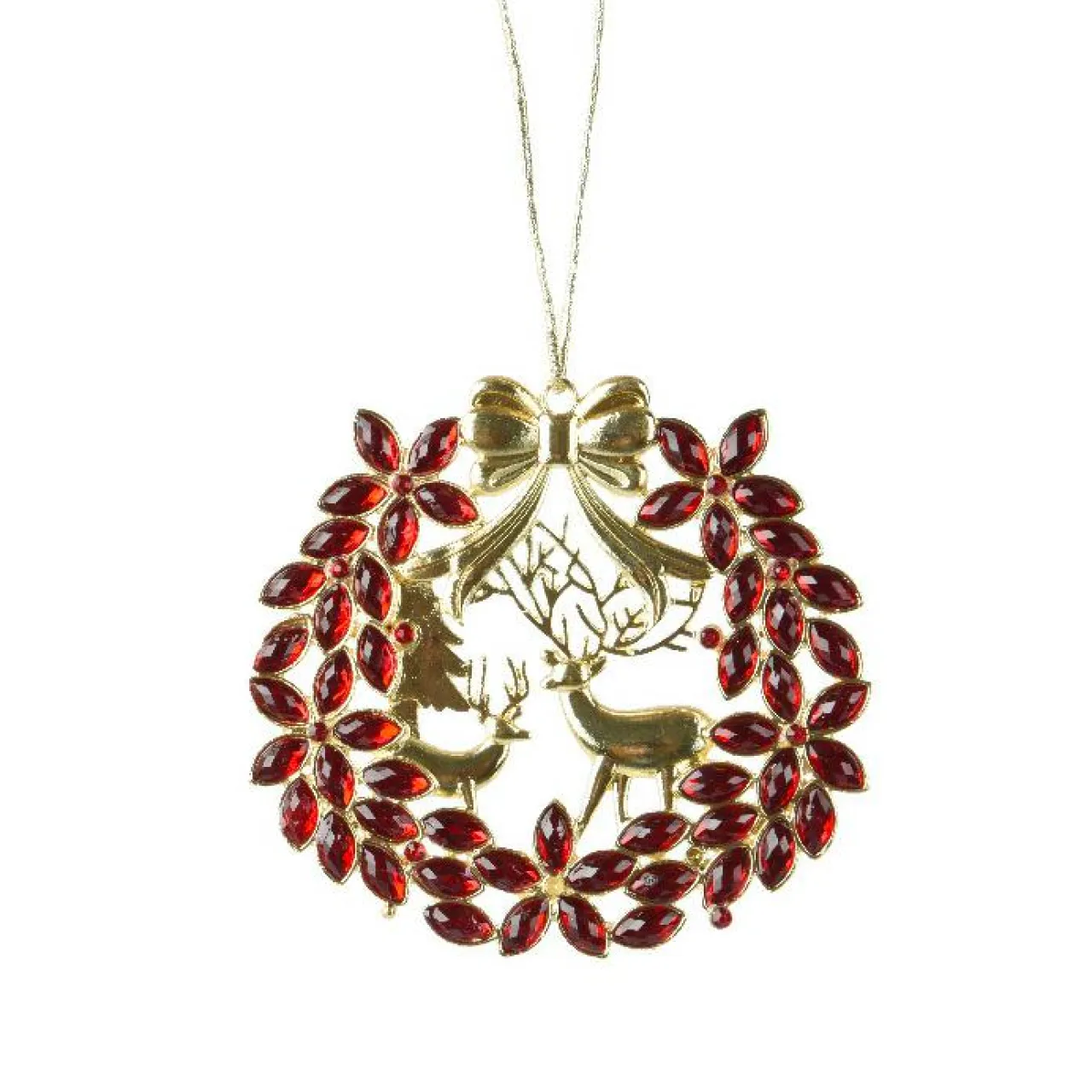 KAEMINGK Suspension de Noël en métal (D9 cm) Couronne et strass et doré Rouge Sale