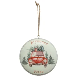 FEERIC LIGHTS Suspension de Noël en métal (D10 cm) Joyeuses Fêtes Rouge New