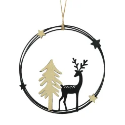 KAEMINGK Suspension de Noël en métal (D18 cm) Renne chic et doré Noir