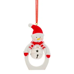 JJA Suspension de Noël en métal (H10 cm) Cloche et bonhomme de neige Blanc Sale