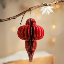 KAEMINGK Suspension de Noël en papier (H20 cm) fermeture Magnétique Rouge Hot