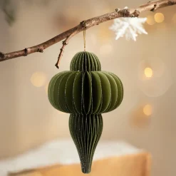 KAEMINGK Suspension de Noël en papier (H20 cm) fermeture Magnétique Vert romarin Best