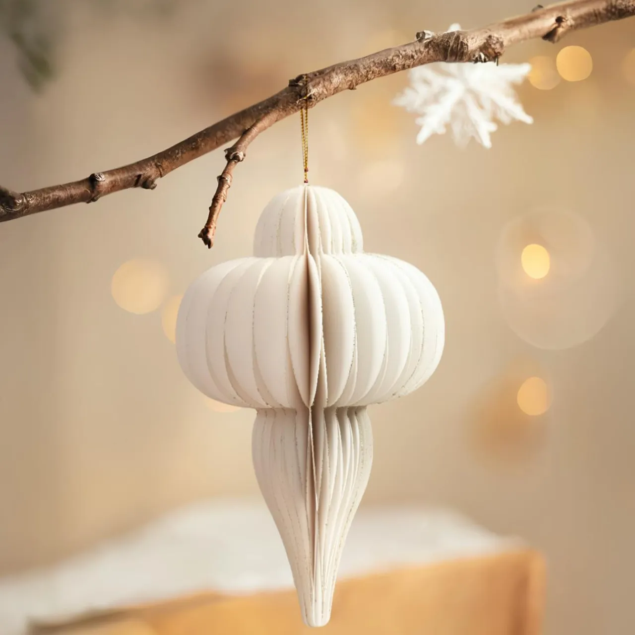 KAEMINGK Suspension de Noël en papier (H20 cm) fermeture Magnétique Blanc Outlet