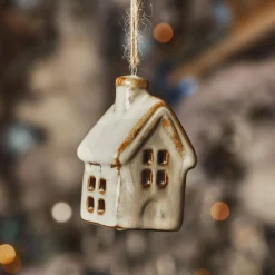 KAEMINGK Suspension de Noël en porcelaine (H7 cm) Maison douce Ivoire Outlet