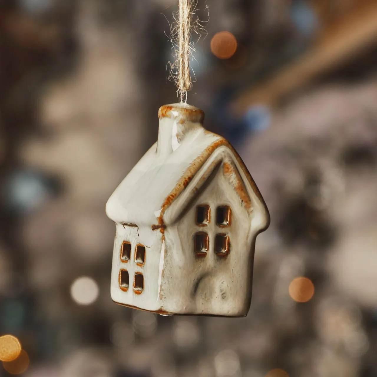 KAEMINGK Suspension de Noël en porcelaine (H7 cm) Maison douce Ivoire Outlet