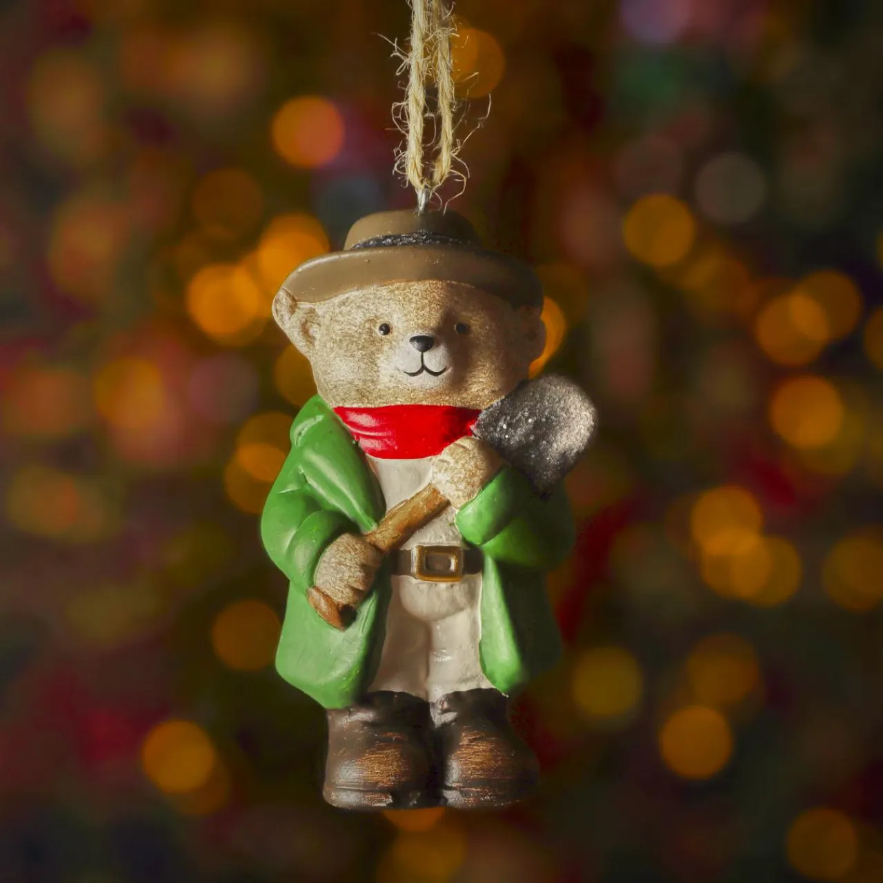 KAEMINGK Suspension de Noël en terre cuite (H9 cm) Petit Ours Vert Discount