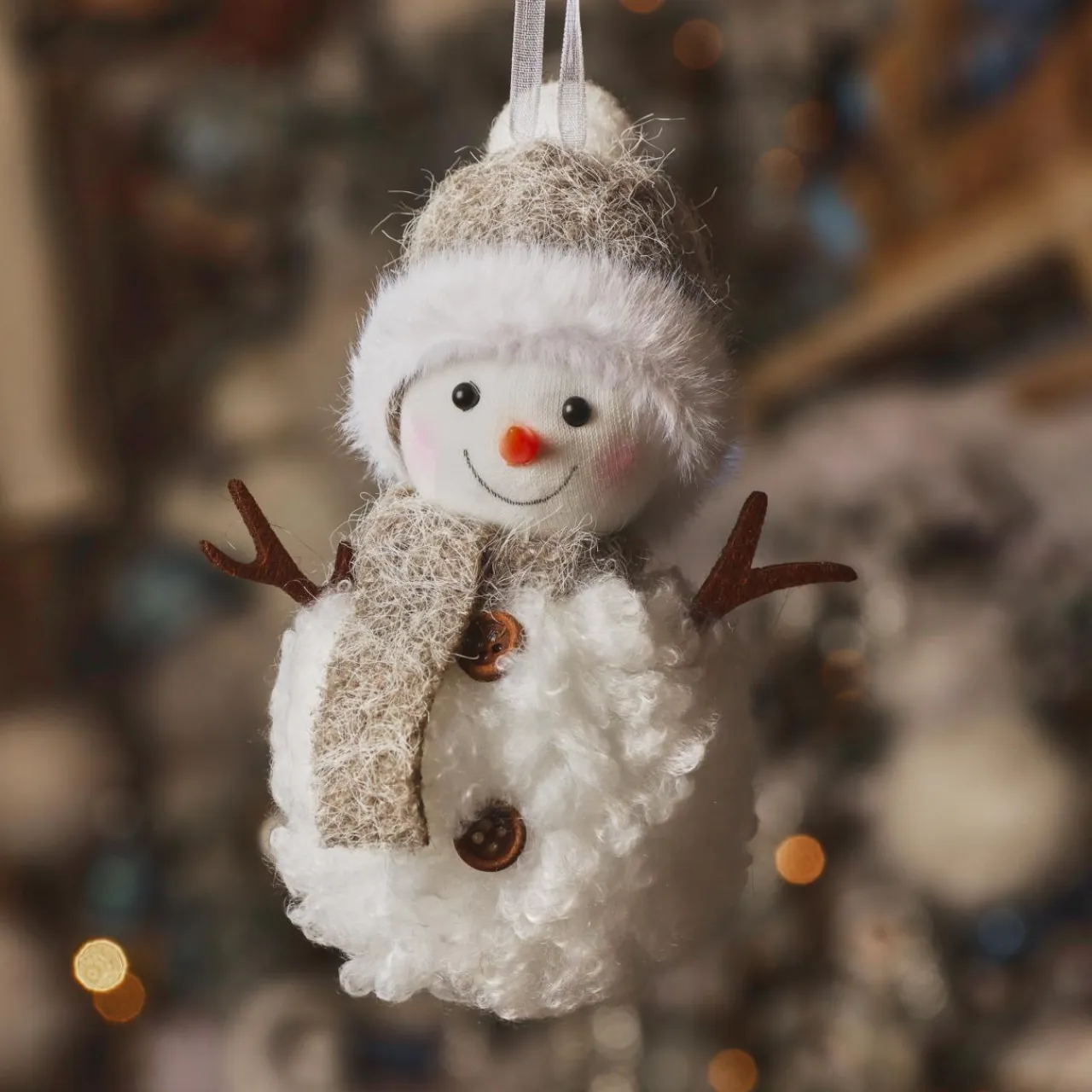 KAEMINGK Suspension de Noël (H13 cm) Bonhomme de neige Glacy Gris Best