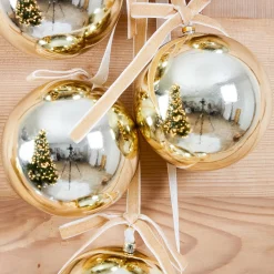 JJA Suspension de Noël (H70 cm) Boules et nœud velours Dé Or Sale
